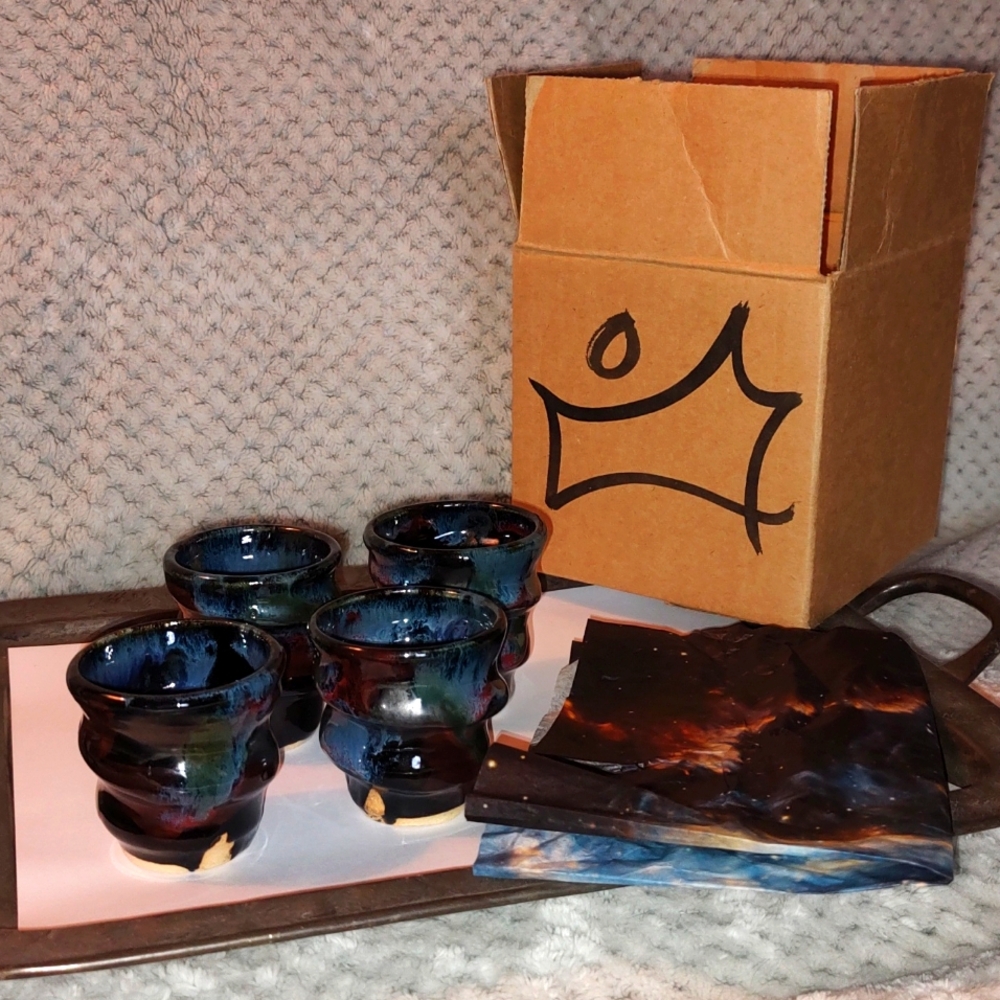 Joel Cherrico Pottery Cosmic Espresso Shot glasses set of 4